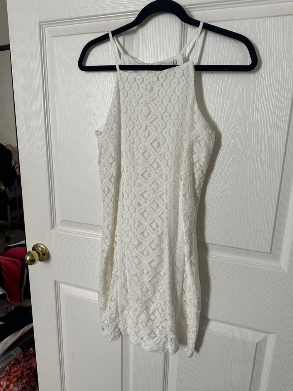Paper Cranes - White Lace Halter Mini Dress